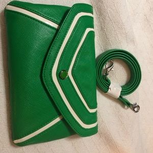 Grace Adele green and white clutch